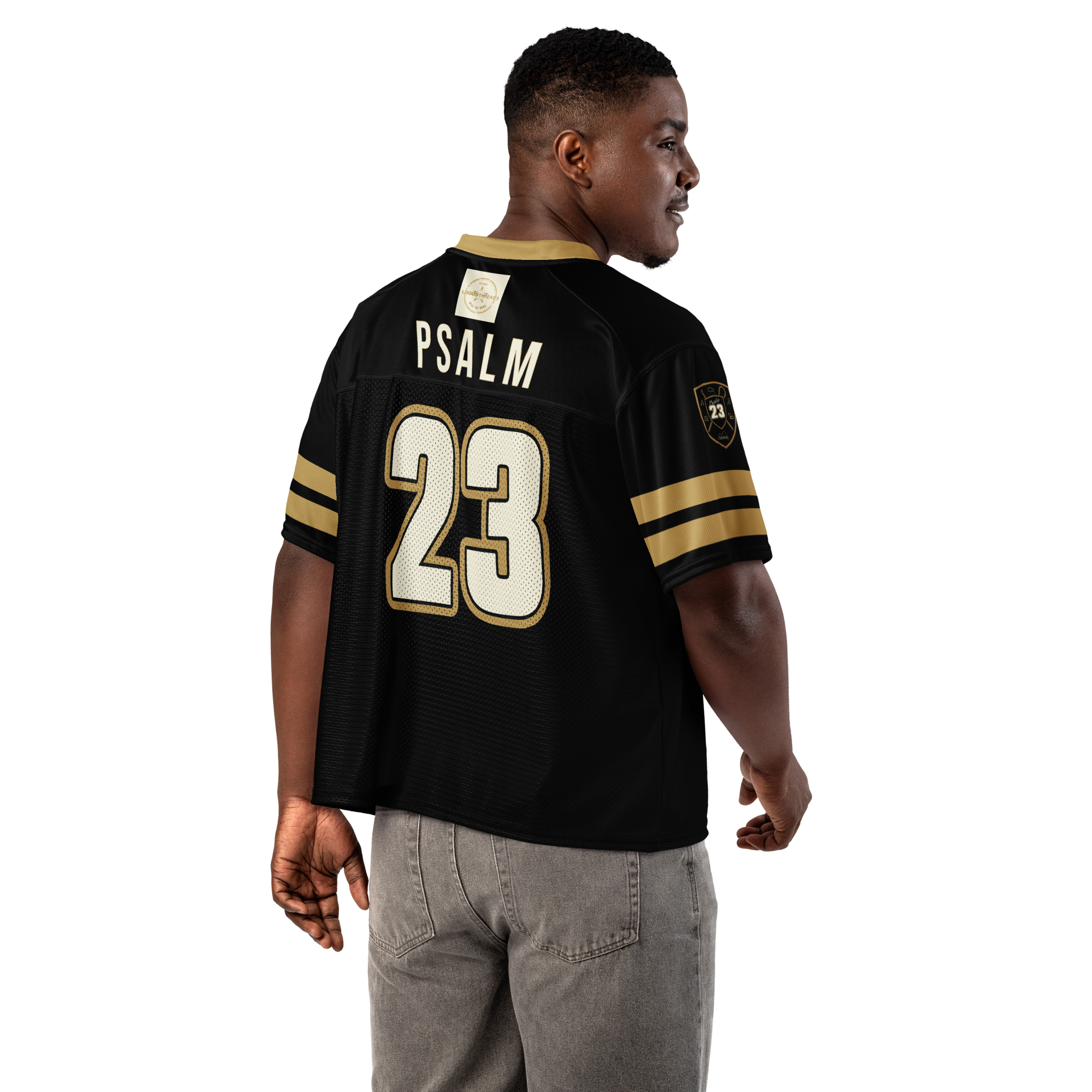 Psalm 23 Football Jersey (Dark Edition) | Minimal Christian Football Jersey | Logos Threads
