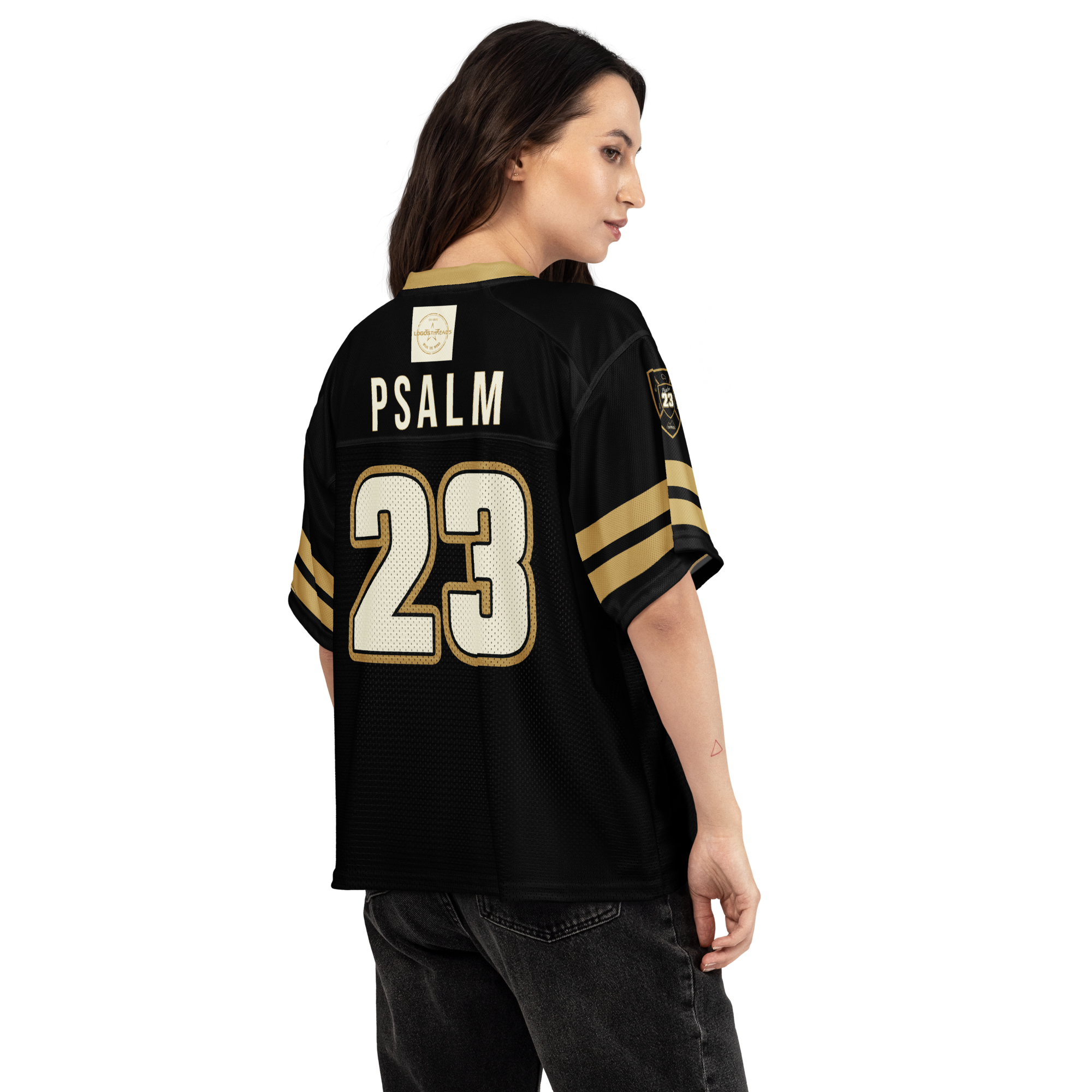 Psalm 23 Football Jersey (Dark Edition) | Minimal Christian Football Jersey | Logos Threads