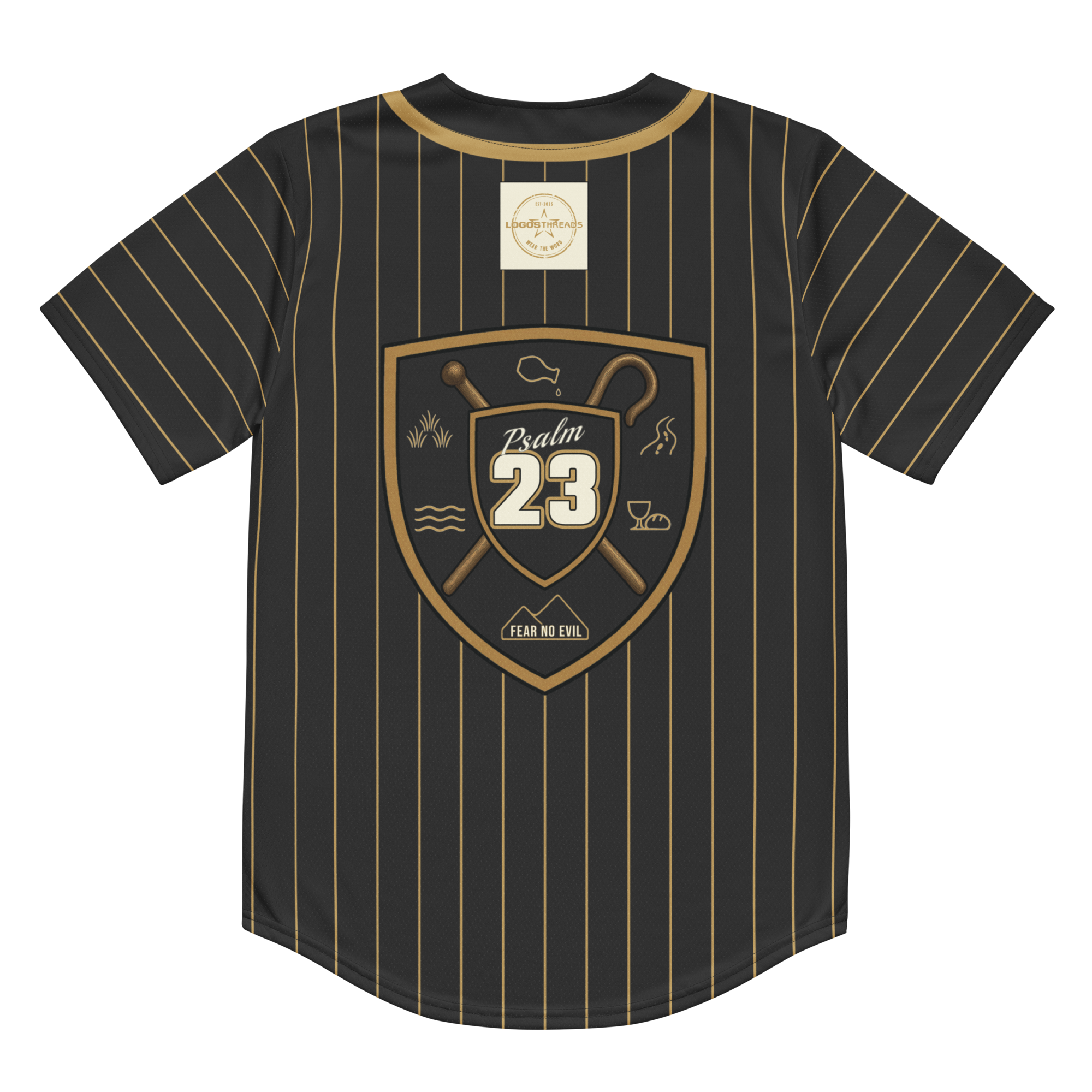 Psalm 23 Baseball Jersey (Dark Edition) | Minimal Christian Baseball Jersey | Logos Threads