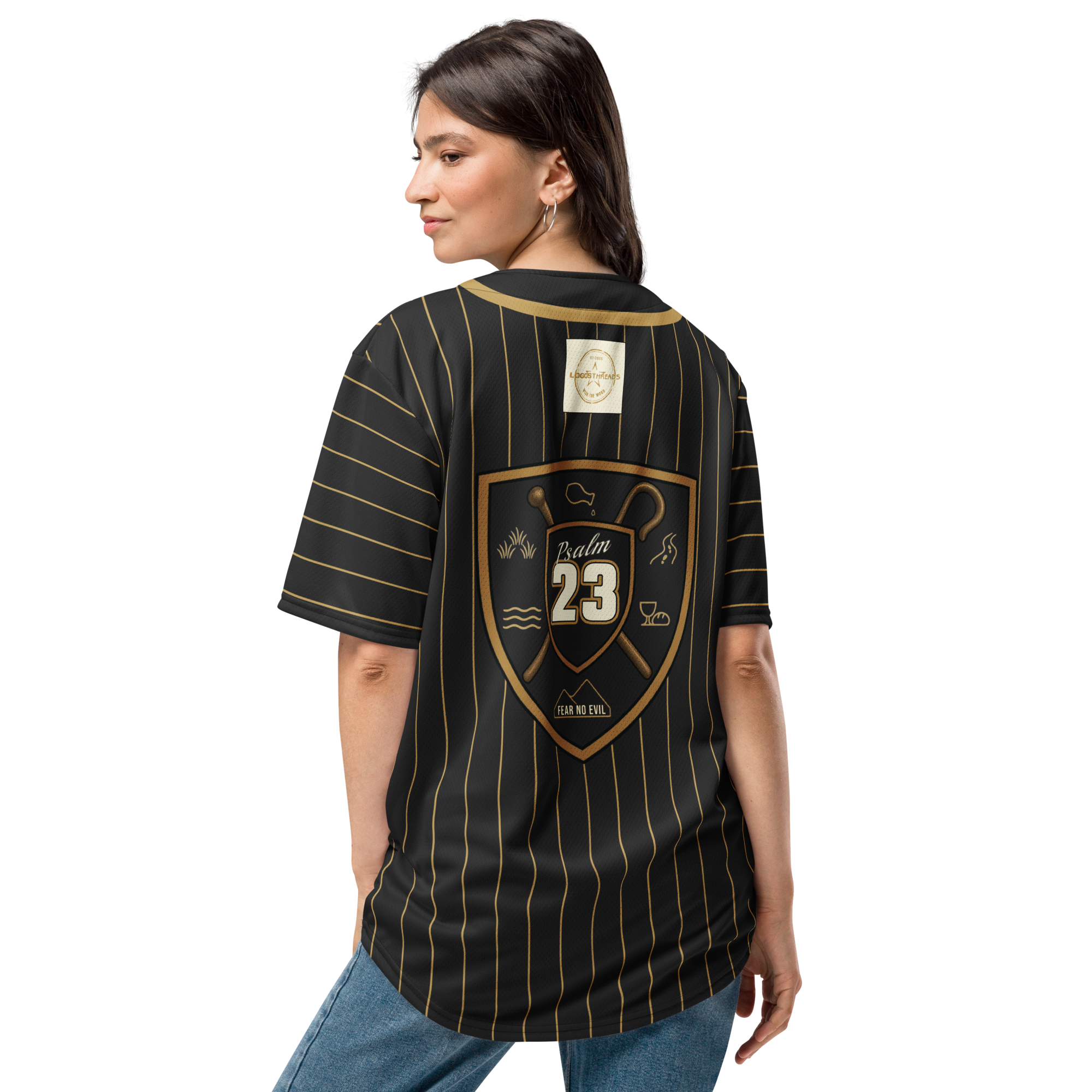 Psalm 23 Baseball Jersey (Dark Edition) | Minimal Christian Baseball Jersey | Logos Threads