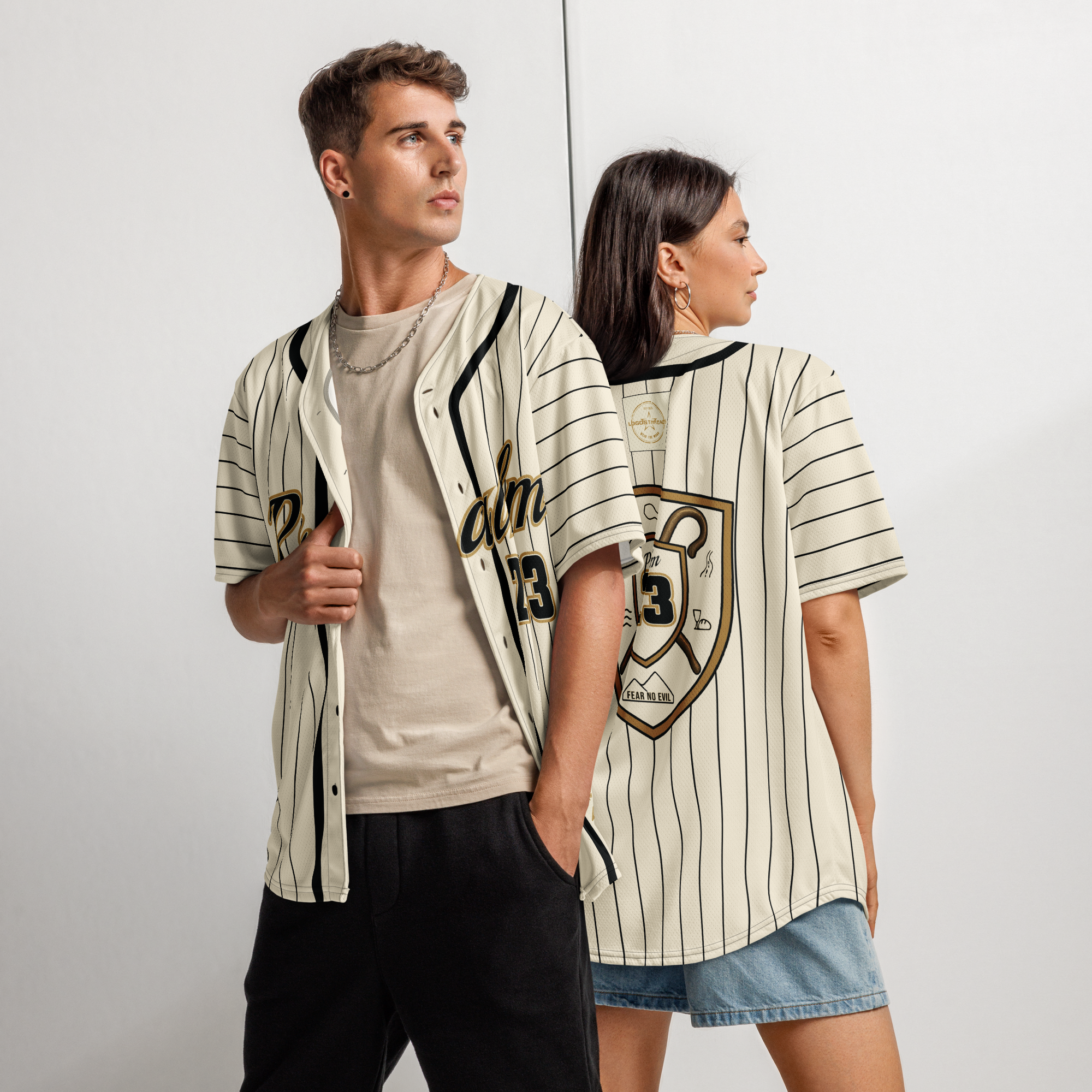 Psalm 23 Baseball Jersey (Light Edition) | Minimal Christian Baseball Jersey | Logos Threads