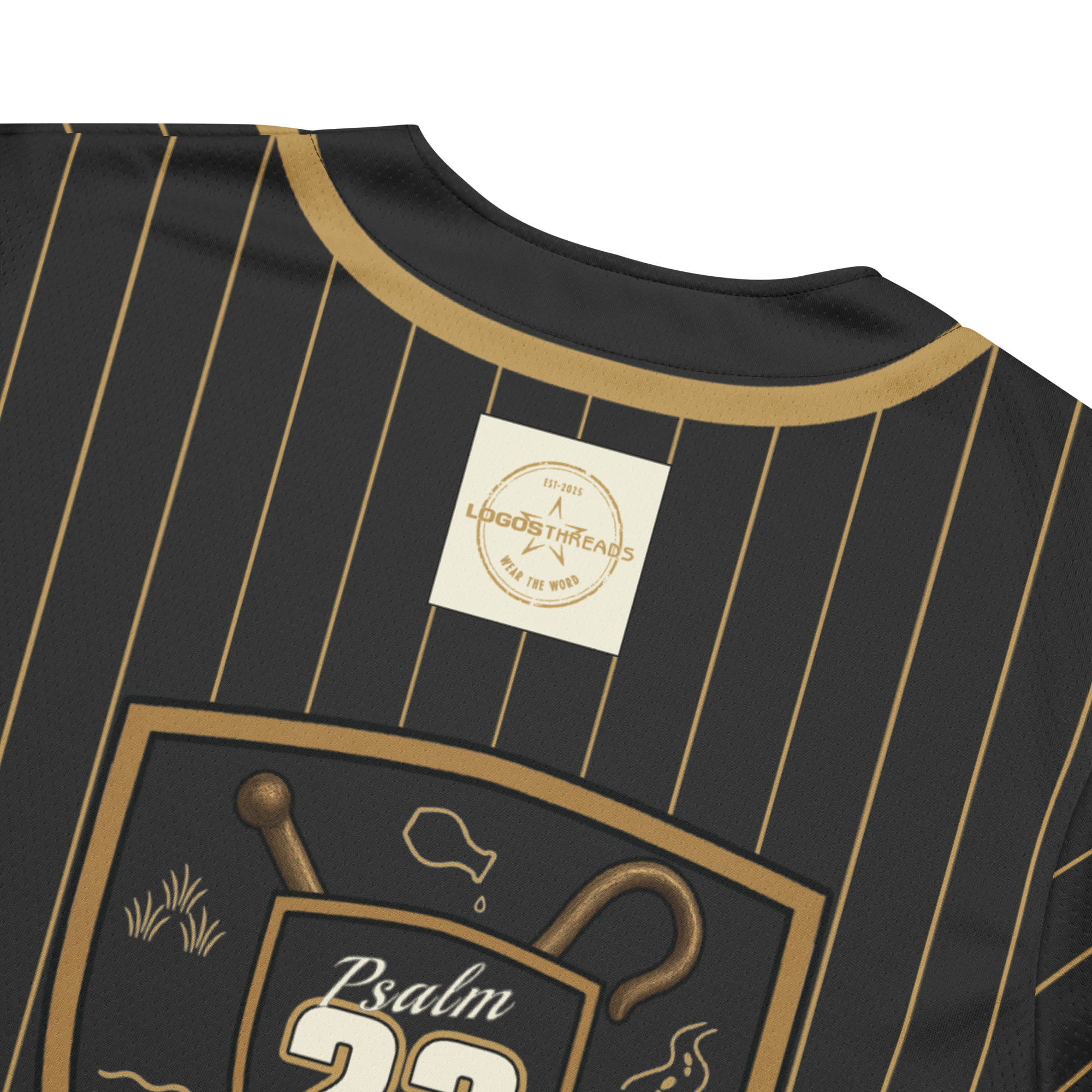 Psalm 23 Baseball Jersey (Dark Edition) | Minimal Christian Baseball Jersey | Logos Threads